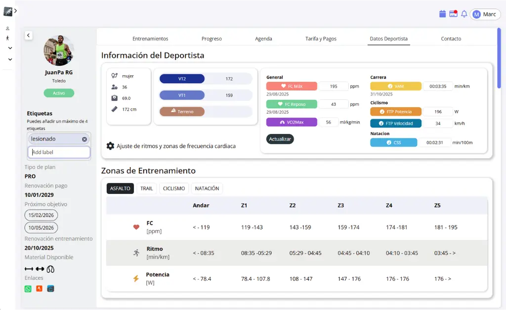 Comentarios y adjuntos en sesiones