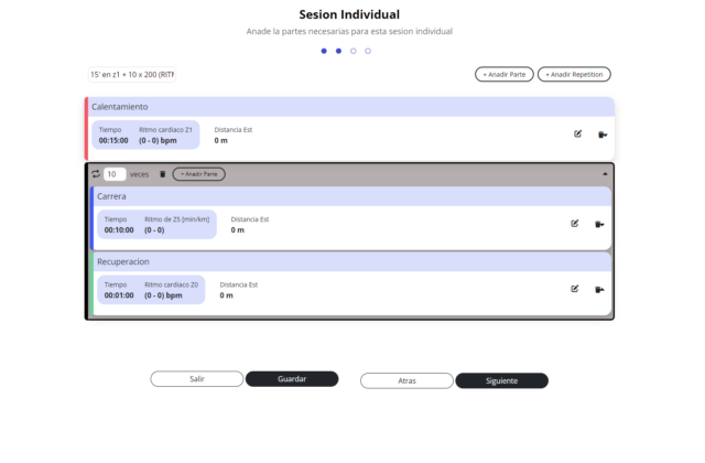 Partes de una sesión de entrenamiento